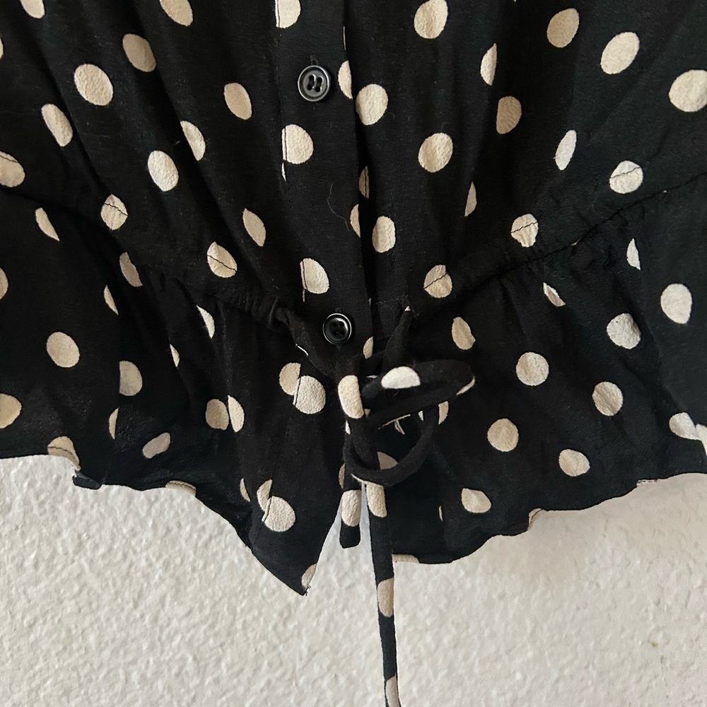 Vintage Jaeger Polka Dot Ruffled Blouse Sz 6 Timeless Pinup Classic Housewife - Picture 8 of 12